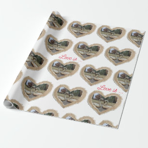 Swan in heart gift wrapping paper