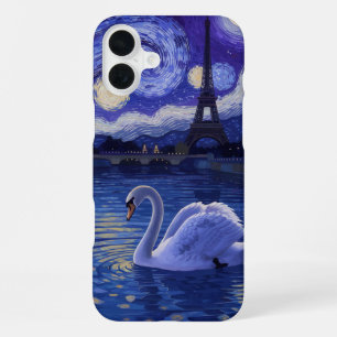 “Swan in Paris: Starry Reflections” iPhone 16 Plus Case
