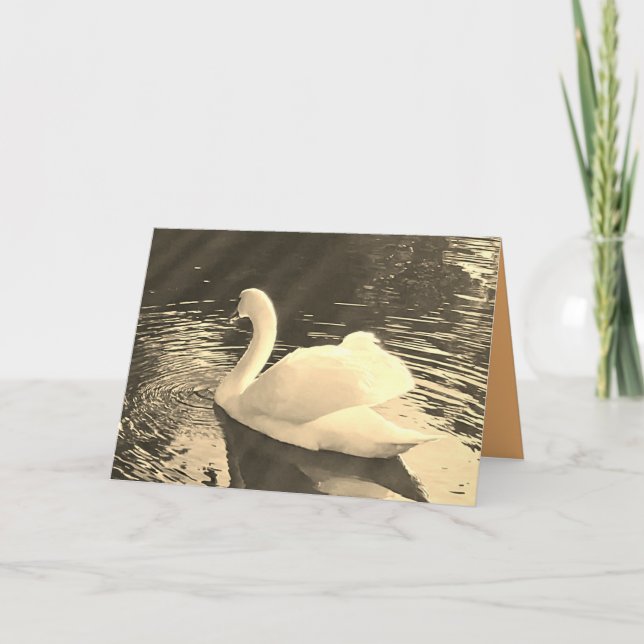 Swan in Sepia  Thank You Card (Front)