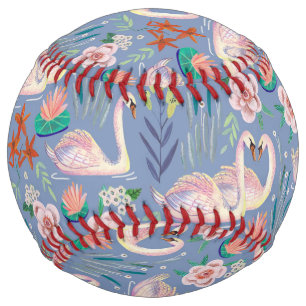 Swan in The Pound   Birds Floral Botanical Softball