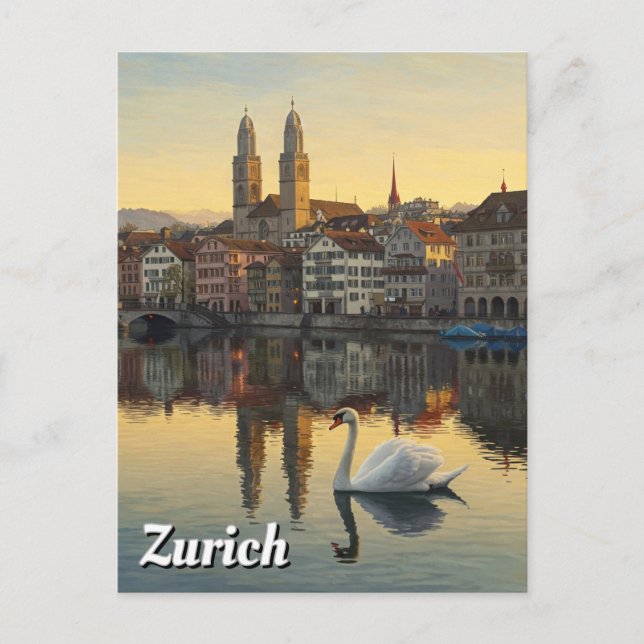 Swan in Zurich Switzerland Travel Postcard (Front)