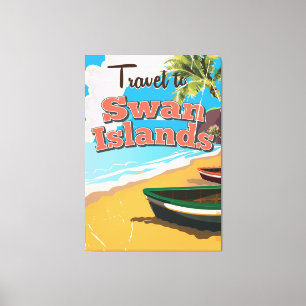 Swan Islands vintage travel poster. Canvas Print