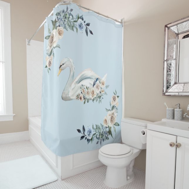 Swan Lake Bathroom Shower Curtain (In Situ)