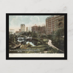 Swan Lake, Central Park, New York City 1909 Vintag Postcard