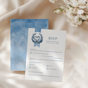 Swan Lake Dusty Blue Wedding RSVP Card