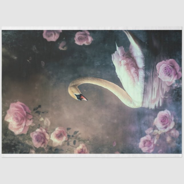 Swan Lake Fantasy, Moody Ethereal & Floral Tissue Paper (Front)