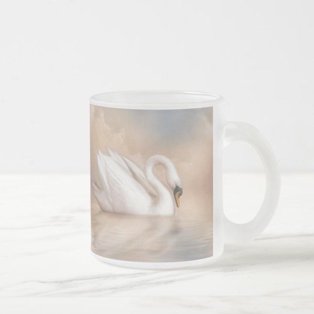 Swan Lake Frosted Glass Coffee Mug (Right)