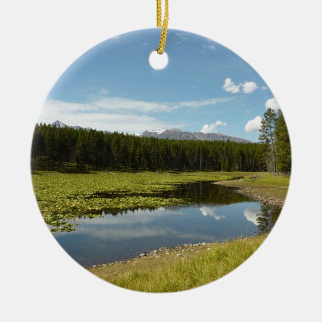 Swan Lake I at Grand Teton National Park Ceramic Tree Decoration (Front)