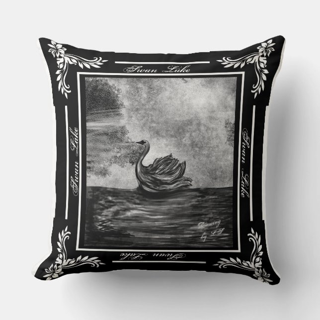 Swan Lake my digital drawing Throw Pillow LS  (Front)