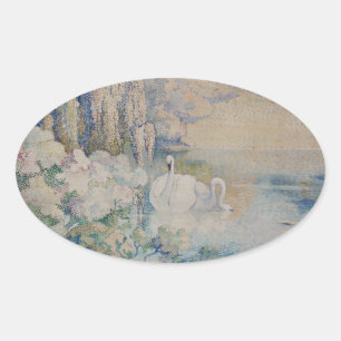 Swan Lake Oval Sticker