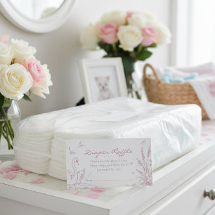 Swan Lake Pink Toile Chinoiserie Diaper Raffle Enclosure Card