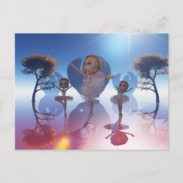 Swan Lake Post Card - Cute Ballet Dancers (Front)