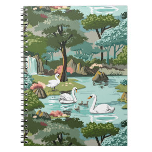 Swan Lake Retro Style Paint by Number Notebook