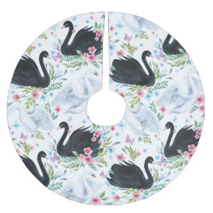 Swan Lake: Watercolor Pastel Pattern. Brushed Polyester Tree Skirt