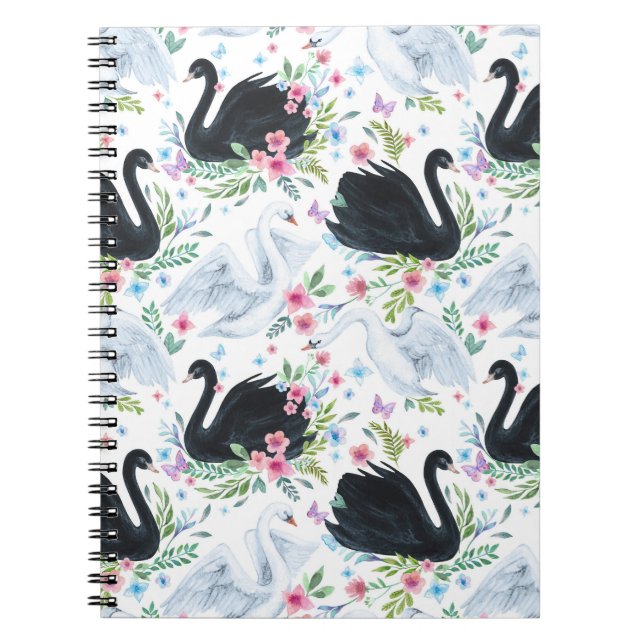 Swan Lake: Watercolor Pastel Pattern. Notebook (Front)
