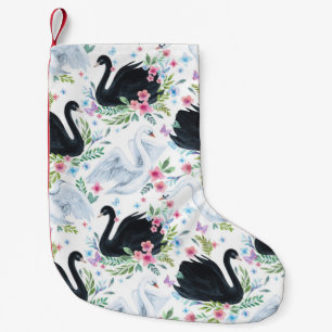 Swan Lake: Watercolor Pastel Pattern. Small Christmas Stocking