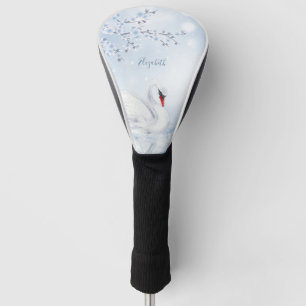 Swan  Light Blue Monogram  Golf Head Cover
