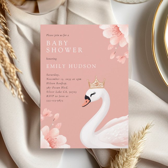 Swan Little Princess Baby Shower Invitation (Creator Uploaded)