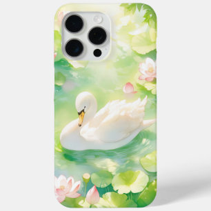 Swan Lotus Pond iPhone 15 Pro Max Case