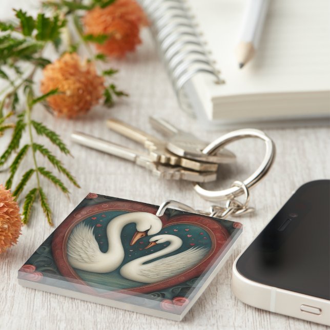 Swan Love 1 Key Ring (Front Right)