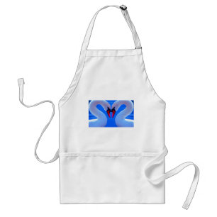 Swan Love, Romantic Heart Shaped Necks Standard Apron