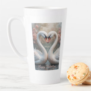 Swan Love Valentine Elegant Romantic Bird Latte Mug