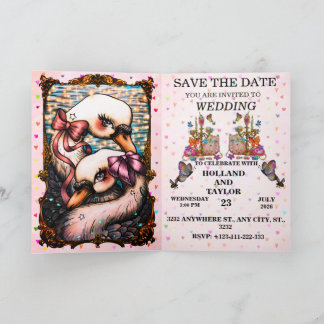 Swan lovers invitation