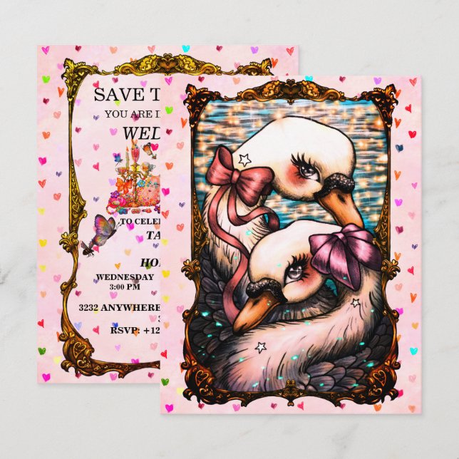 Swan lovers save the date (Front/Back)