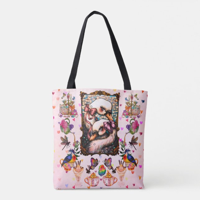 Swan lovers tote bag (Back)