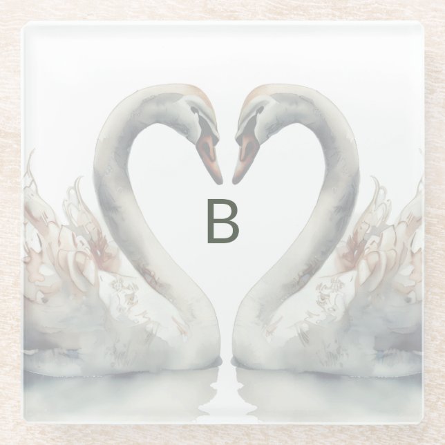 Swan Monogram Glass Coaster (Front)