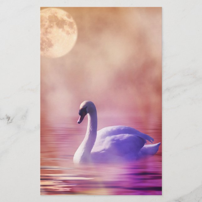 Swan on a misty lake scrapbook paper (Front)