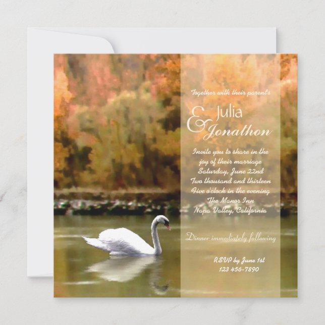 Swan on the Danube Wedding Invitation (Front)