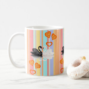 Swan Orange Hearts Stripe Mug