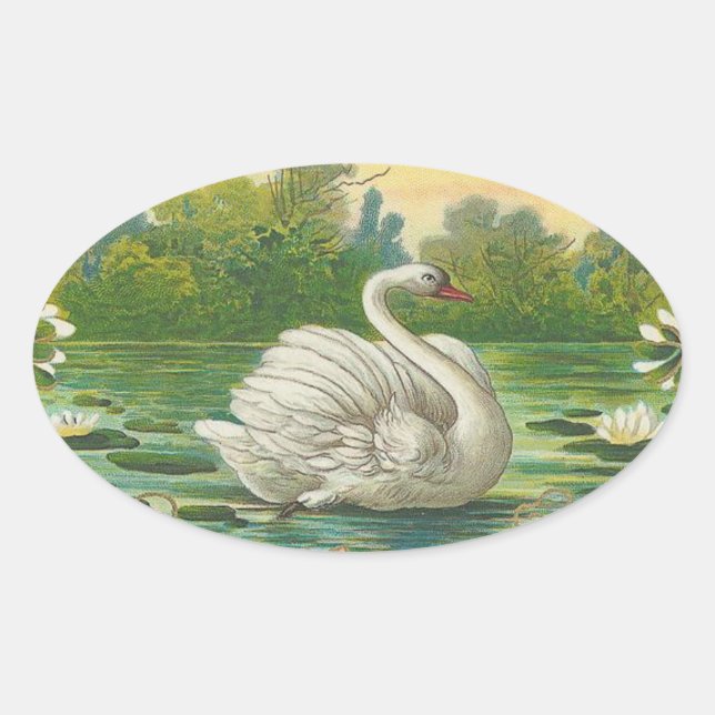 Swan Oval Sticker (Front)