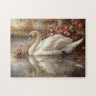 Swan Pastel Autumn Foliage Painting