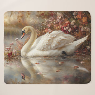 Swan Pastel Autumn Foliage Painting Sherpa Blanket