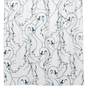 Swan Pattern Seamlessswan, pattern, abstract, back Shower Curtain