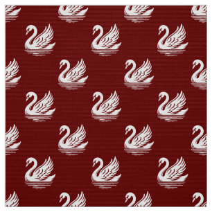 Swan Pattern - White on Dark Green Fabric