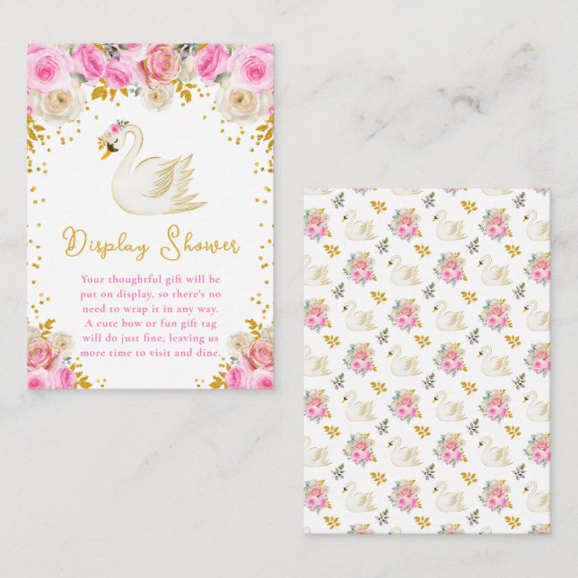 Swan Pink and Gold Roses Display Shower Enclosure Card (Front/Back)