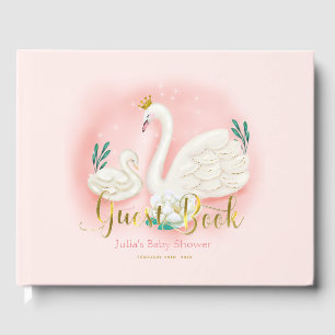 Swan Pond Gold Pink Baby Shower Baby Shower Guest Book