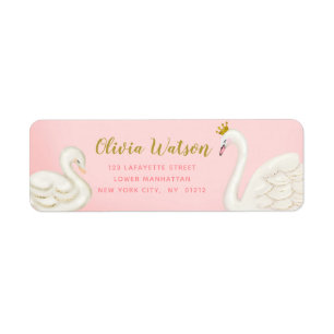 Swan Pond Gold Pink Baby Shower Personalised