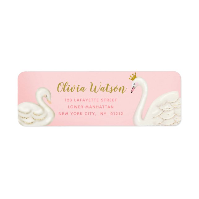 Swan Pond Gold Pink Baby Shower Personalised (Front)