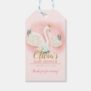 Swan Pond Gold Pink Baby Shower Thank You Gift Tags