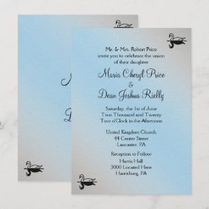 Swan Powder Blue Wedding Invitations