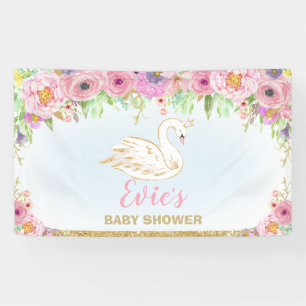 Swan Princess Baby Shower Floral Backdrop Decor Banner