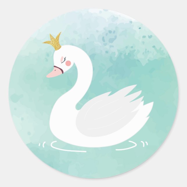 Swan Princess Birthday Envelope Seals, Swan Lake Classic Round Sticker (Front)