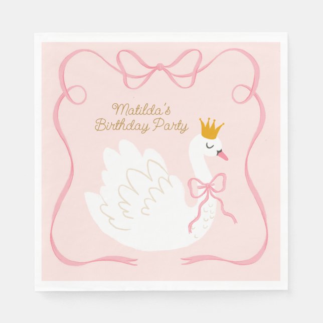 Swan Princess Birthday  Napkin (Front)