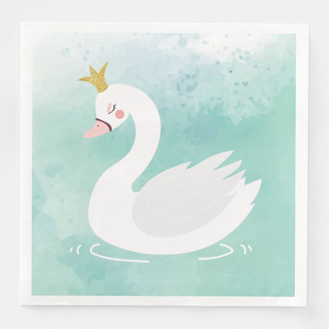 Swan Princess Birthday Napkins, Swan Lake Party Napkin (Front)