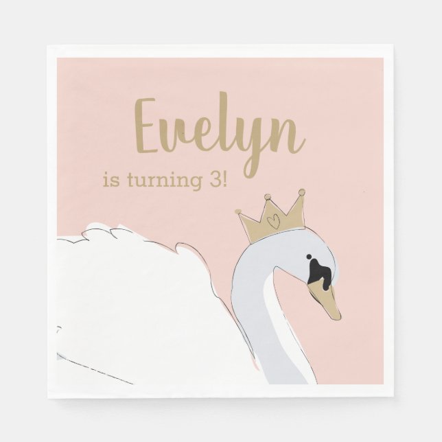Swan Princess Birthday Party Napkin (Front)