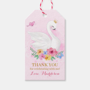 Swan Princess Birthday Thank You Gift Tags